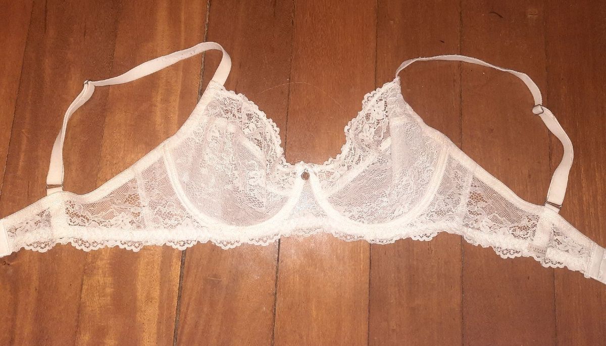 Sutiã de Renda Branco Delicadissimo Lingerie Feminina Loungerie Usado