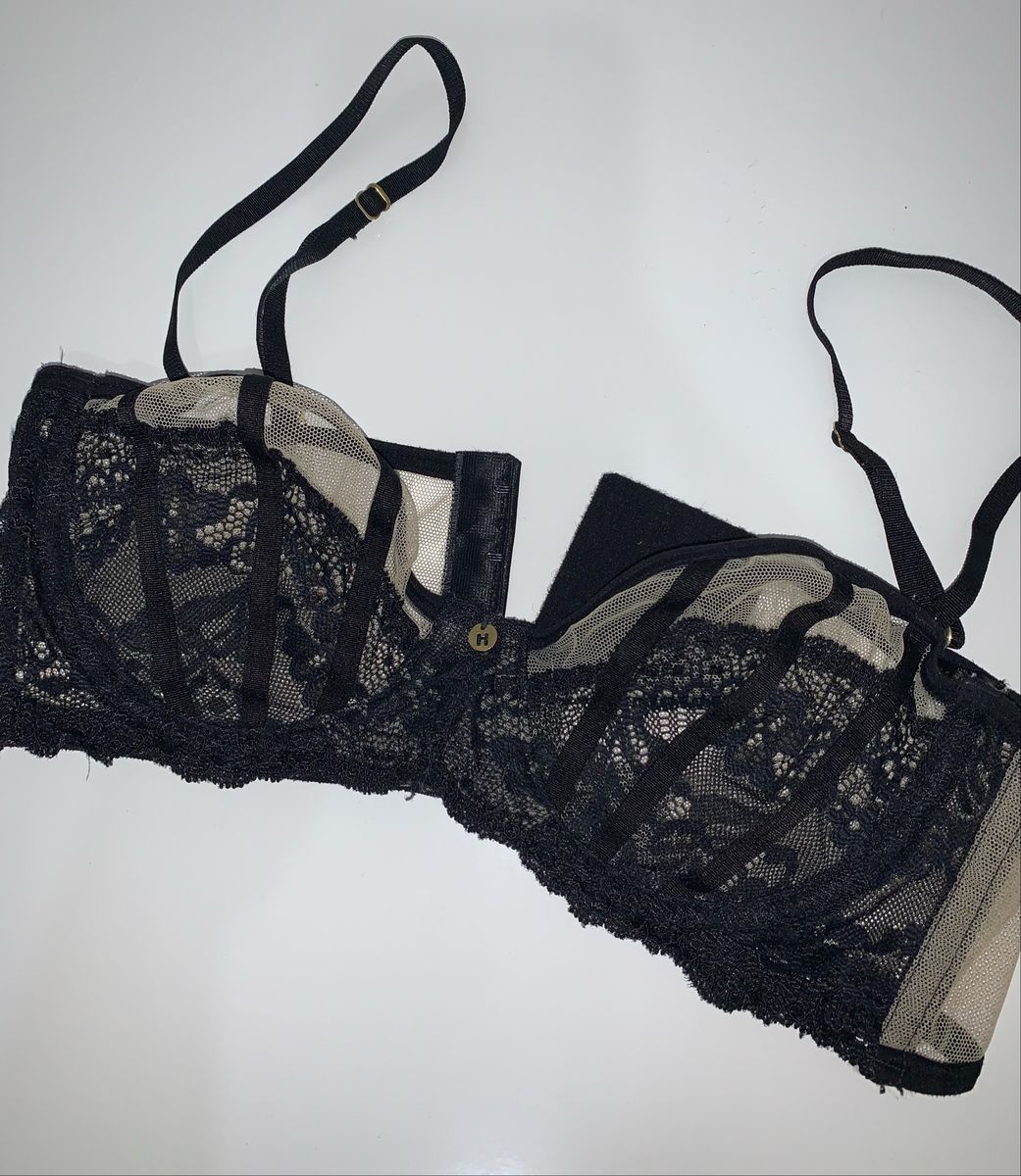 Suti Preto De Renda Transpar Ncia Hope Lingerie Feminina Hope