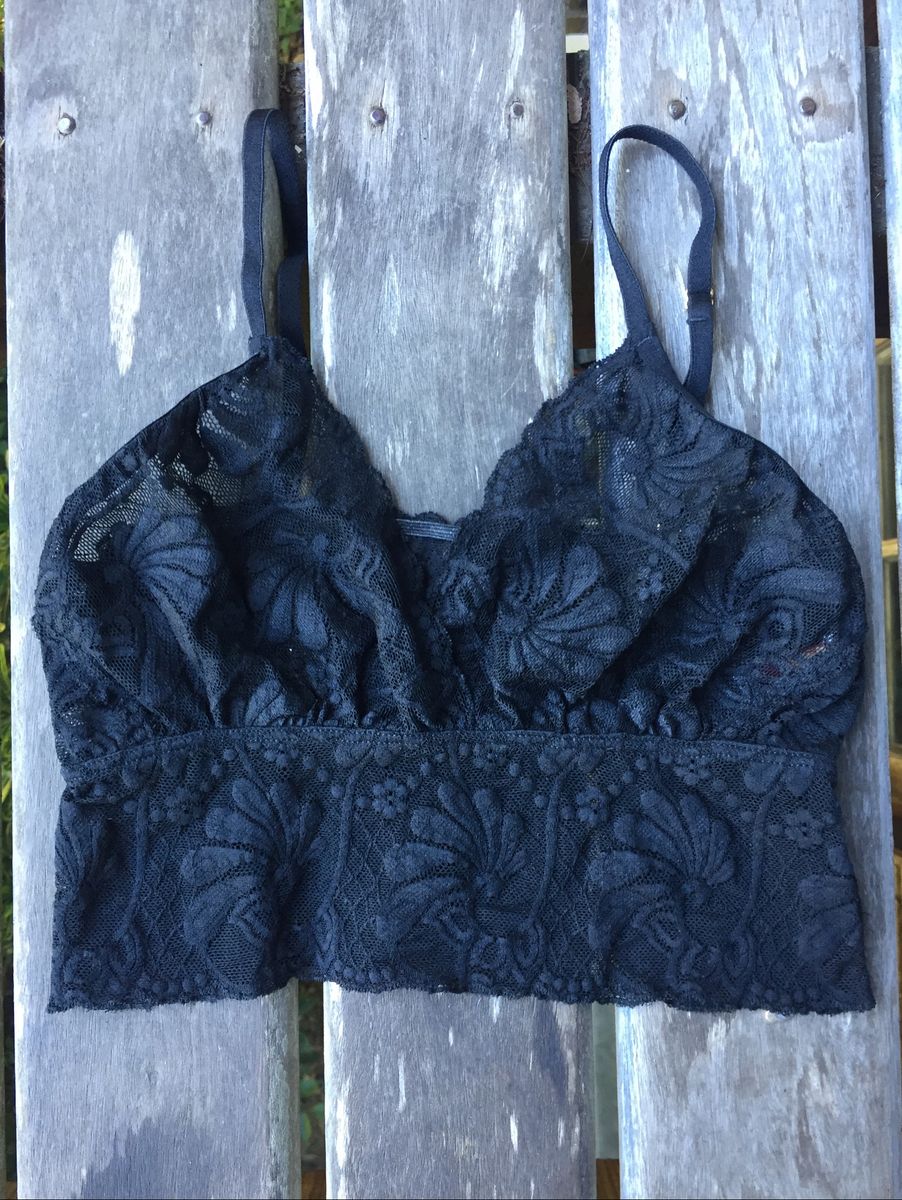 Suti Top Preto Rendado Farm Lingerie Feminina Farm Nunca Usado