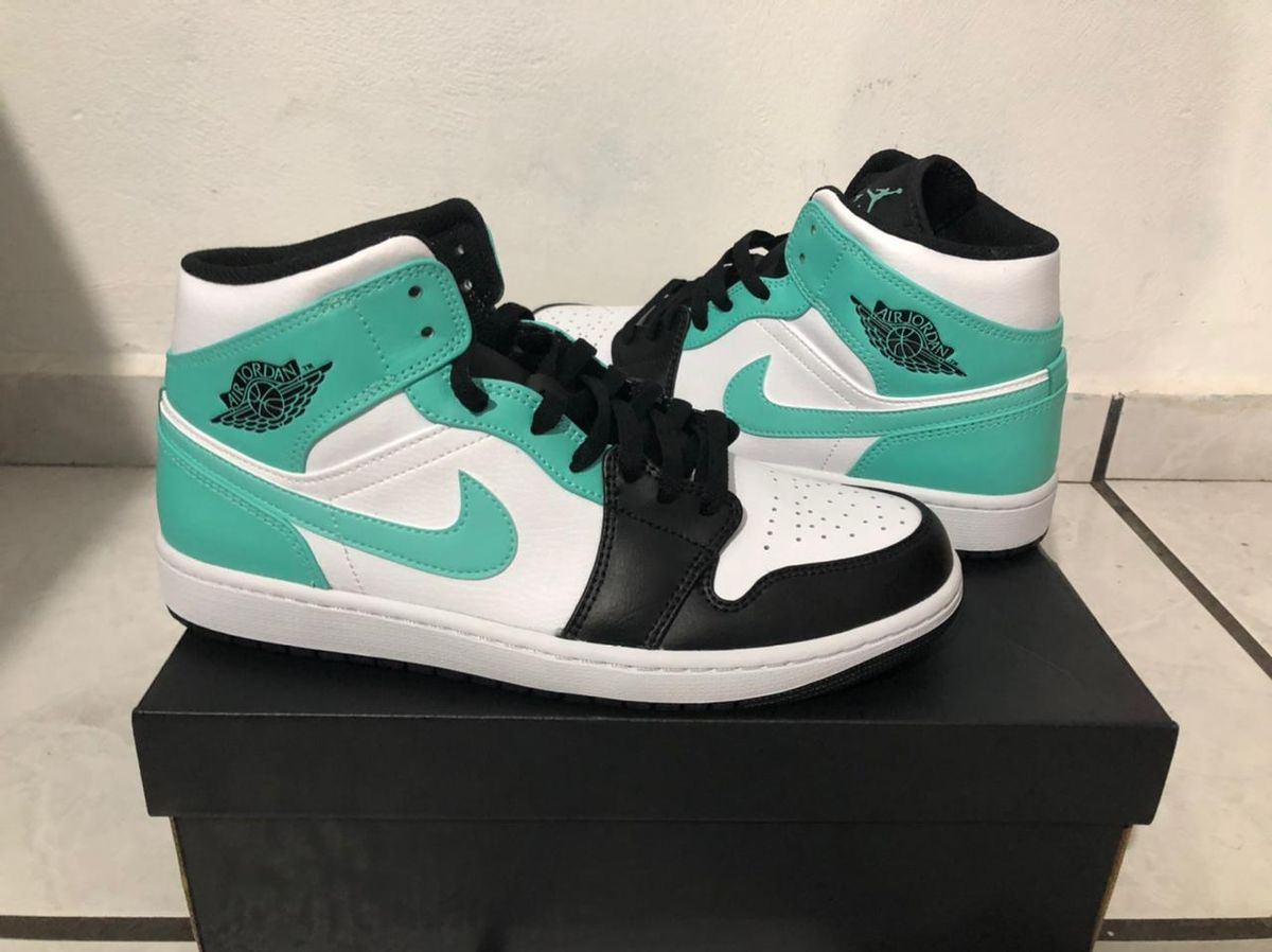 Tênis Air Jordan 1 Mid Island Green Igloo Tênis Masculino Nike Nunca