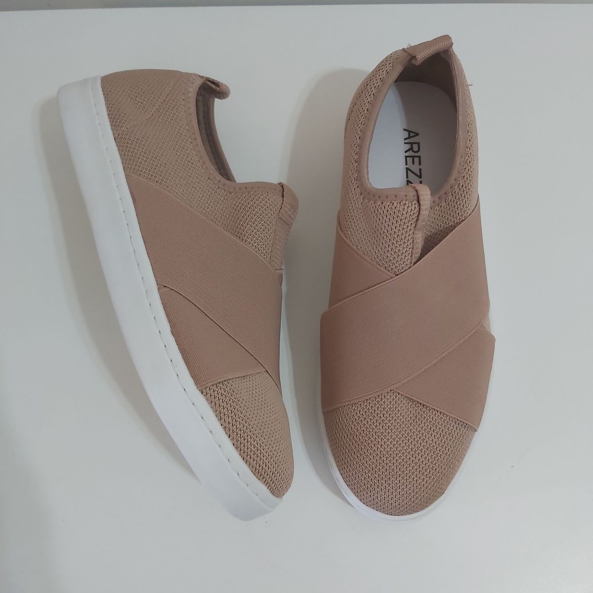 Tênis Slip On Nude Tecido Elásticos Arezzo Tênis Feminino Arezzo