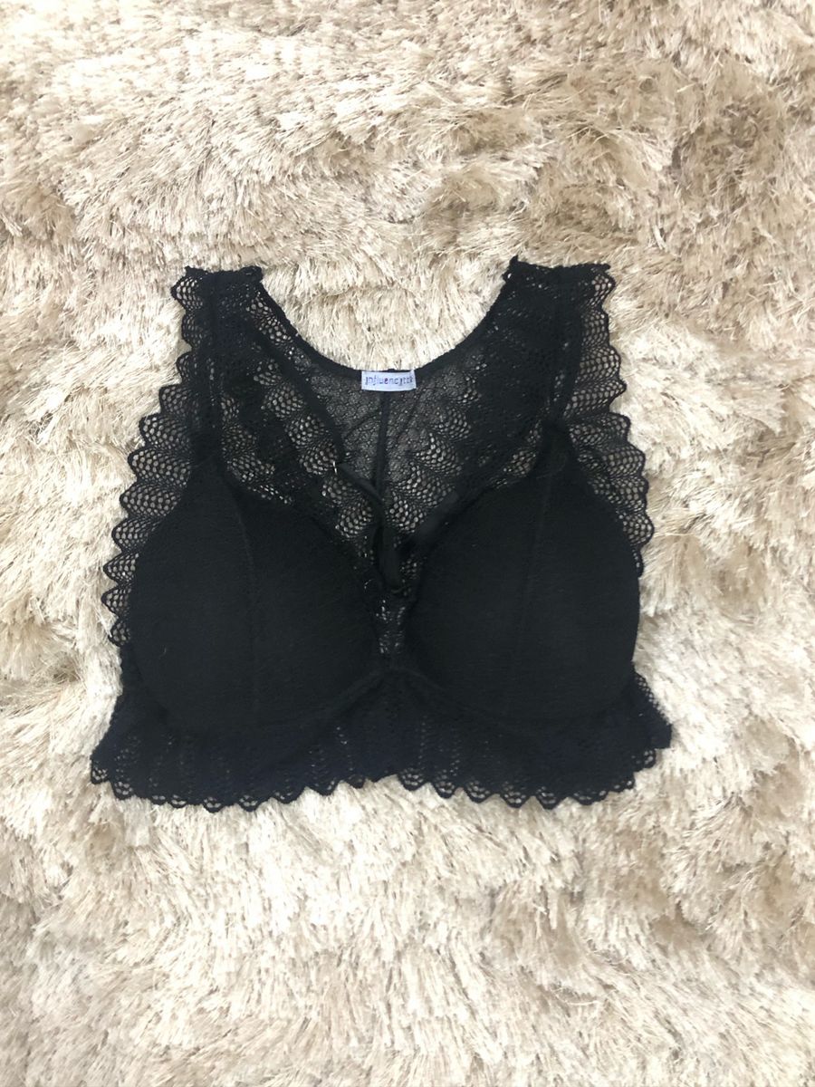 Top Preto Rendado Lingerie Feminina Nunca Usado 45918454 Enjoei