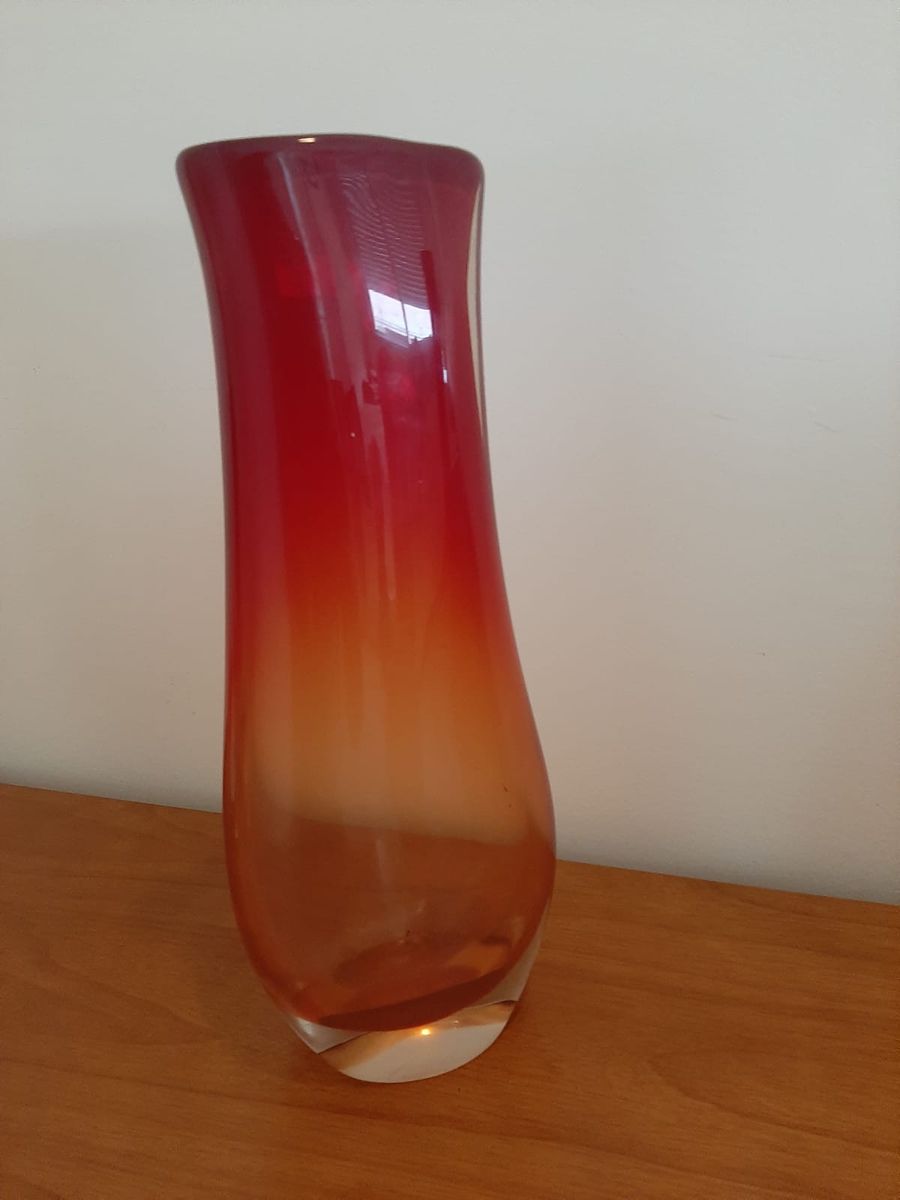 Vaso De Murano Vermelho Grande Item De Decora O Cadoro Usado