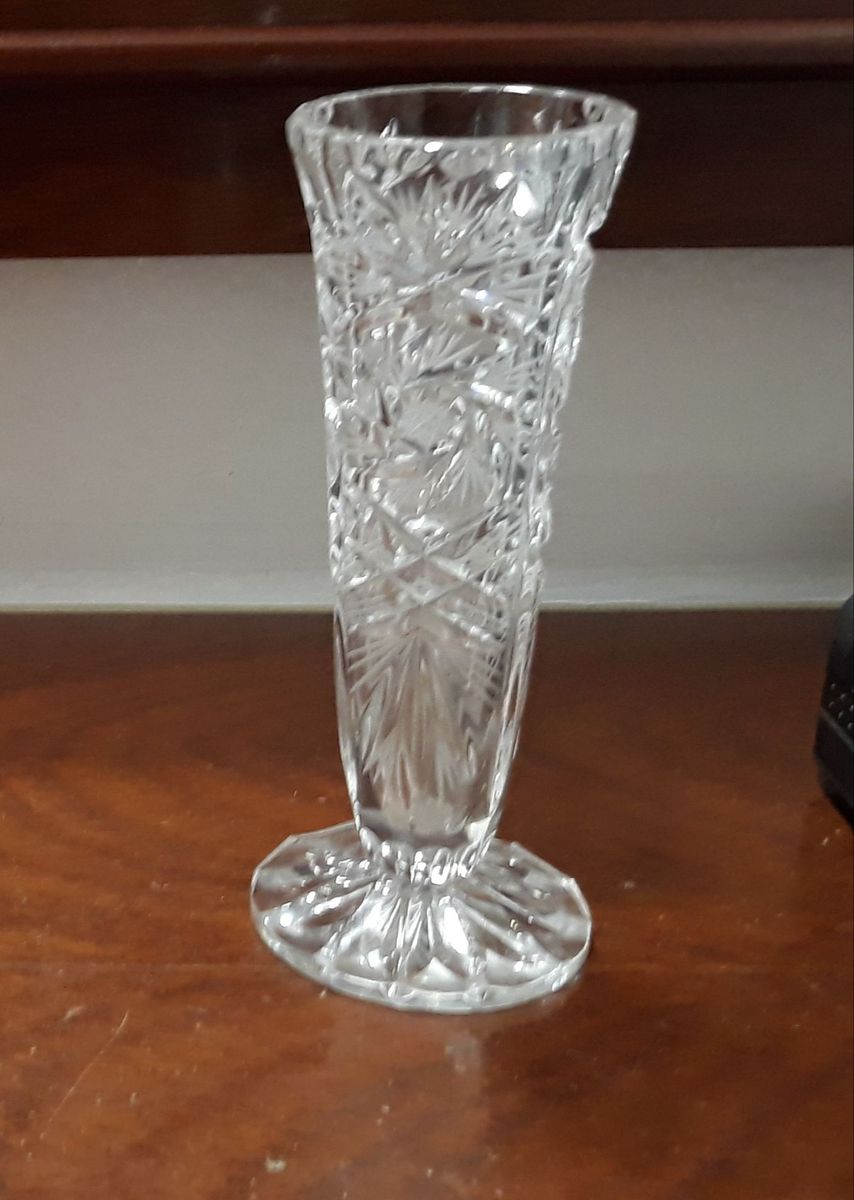 Vaso Solitário em Cristal Bohemia Item de Decoração Bohemia Usado