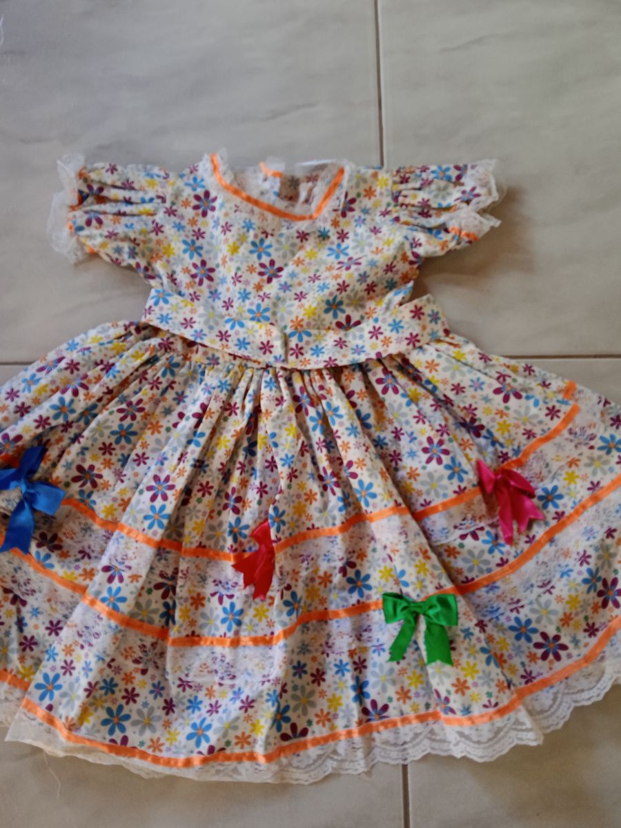 Vestido De Festa Junina Roupa Infantil Para Menina Nunca Usado