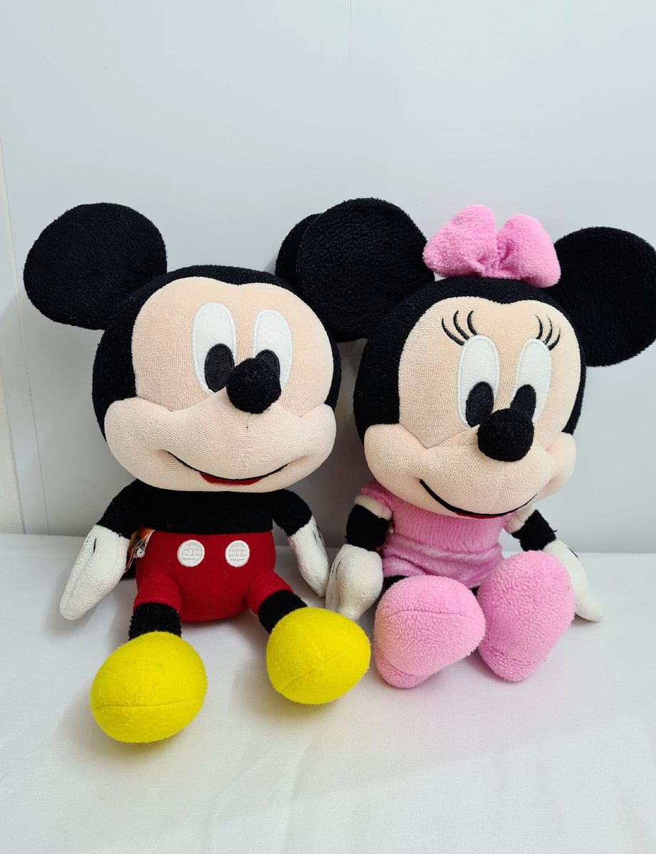 2 Pelúcias Mickey Mouse e Minnie Big Head - Disney Long Jump