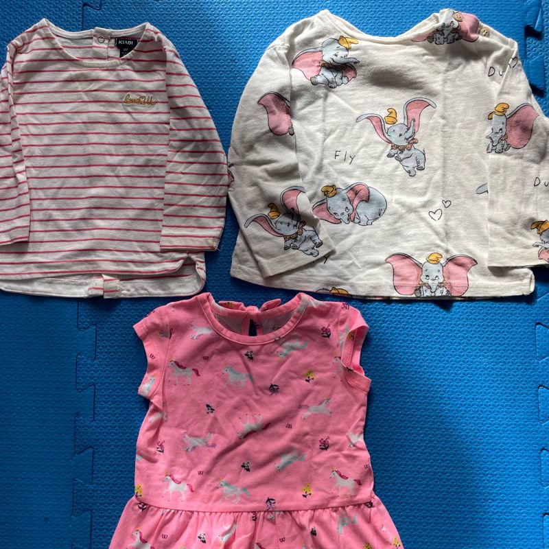 3 Blusas Camisetas 6 a 9 Meses Dumbo Zara Rosa com