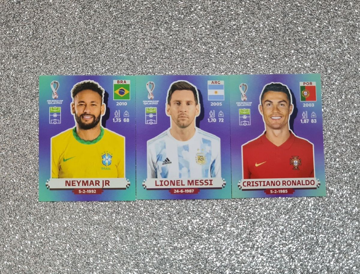 3 Figurinhas Copa 2022 - Neymar Jr, Lionel Messi e Cristiano Ronaldo ...