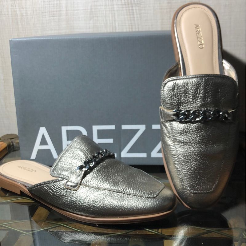 38 Sapato Mule Arezzo Semi Novo Usado Cor Chumbo Sapato