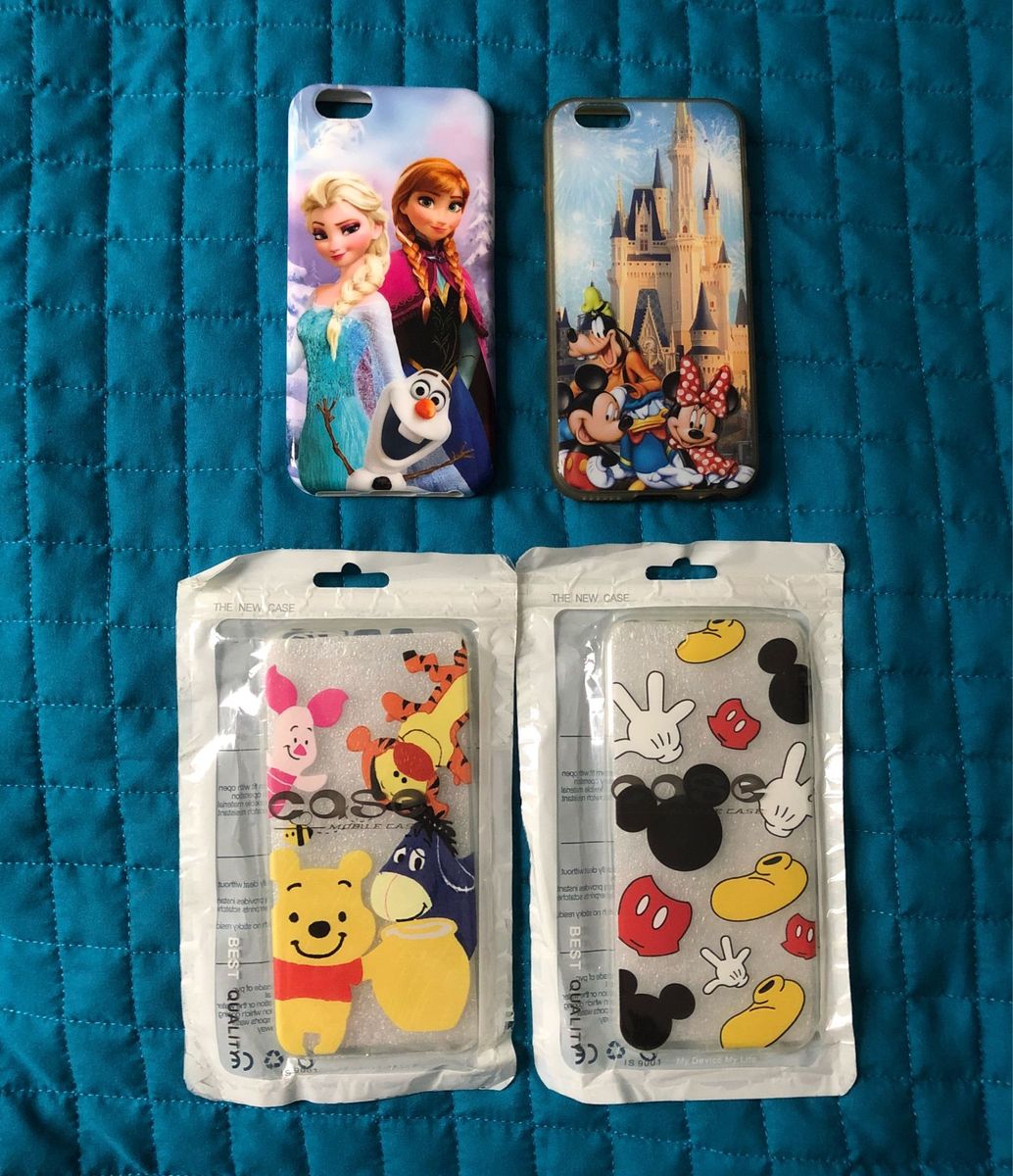 4 capinhas disney iphone 6/6s - capinhas disney