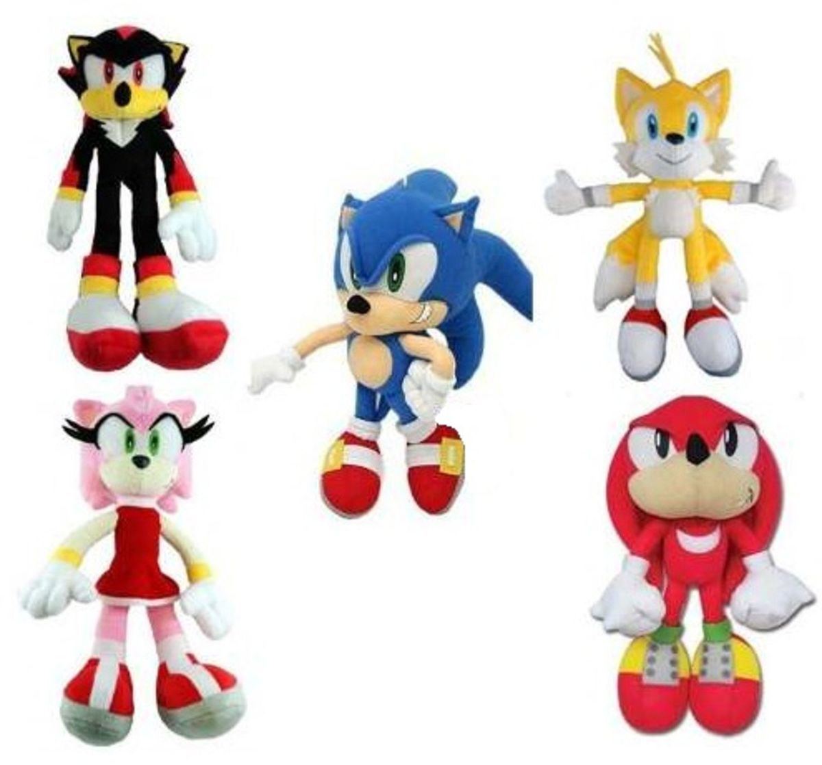 4 Bonecos Pelúcia Turma Do Sonic Knucles Tails Amy 35 Cm Pelucias