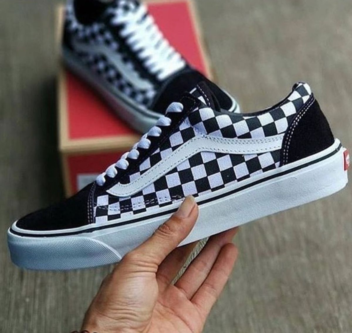 vans xadrez preto e branco