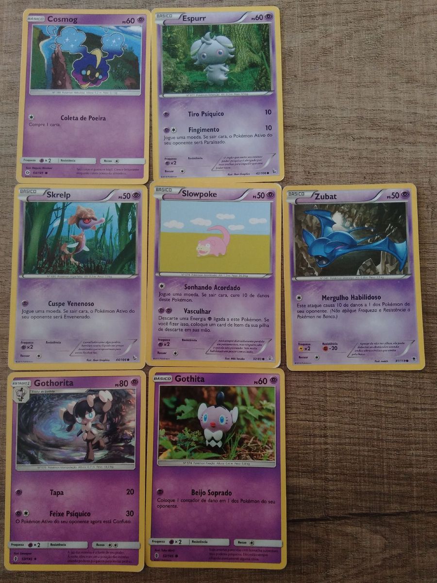 7 Cartas Pokémon Tipo Psíquico, Brinquedo Pokémon Nunca Usado 45337477