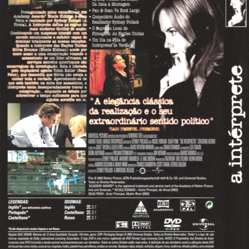 a Intérprete Dvd Suspense Original Lacrado Dublado - Universal