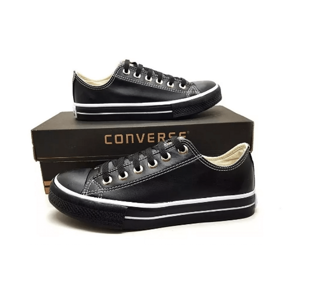 converse all star couro preto
