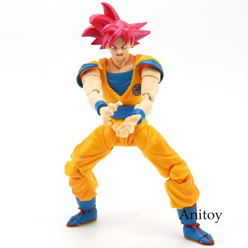Action Figure Boneco Articulado Goku God Red Deus Cabelo Dragon