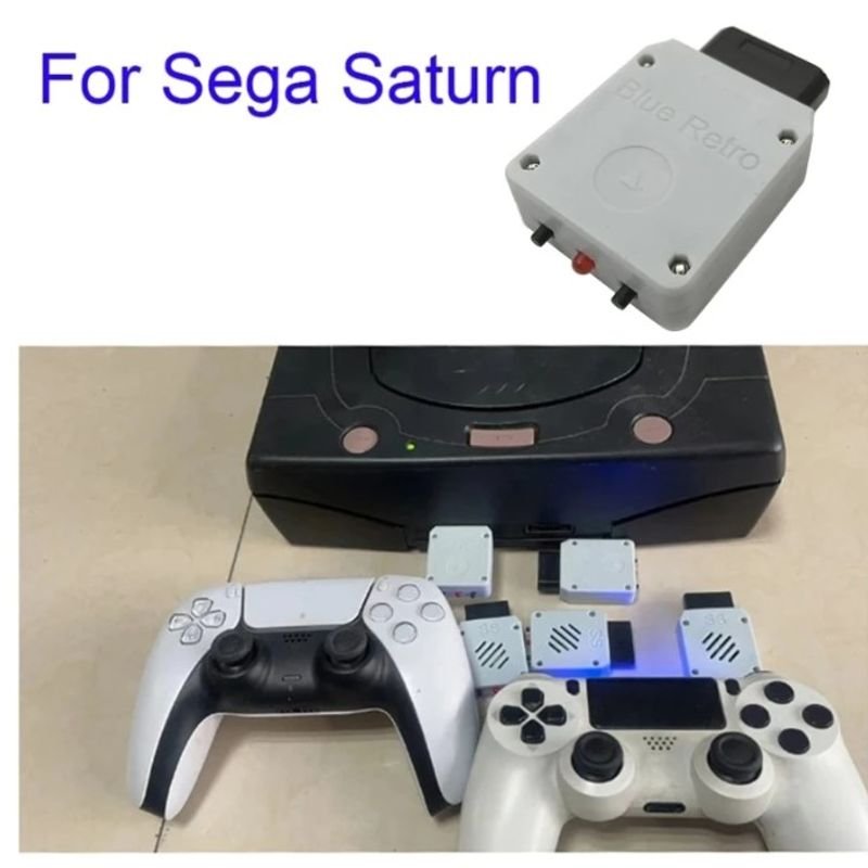 Blue Retro Gamescare + Conectores Ps1/ps2 E Sega Saturn