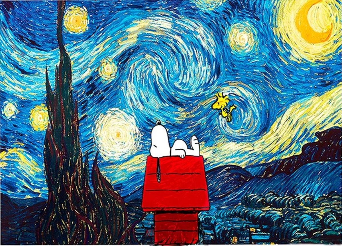 Adesivo - Snoopy - Van Gogh - Artdecor - 33 Cm X 48 Cm | Item de ...