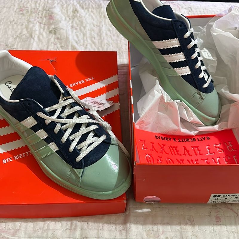 adidas gazelle silver green womens Adidas x Cali DeWitt Unisex Campus 80s Originals Grey / Cloud White / Off  White Low Top Sneakers