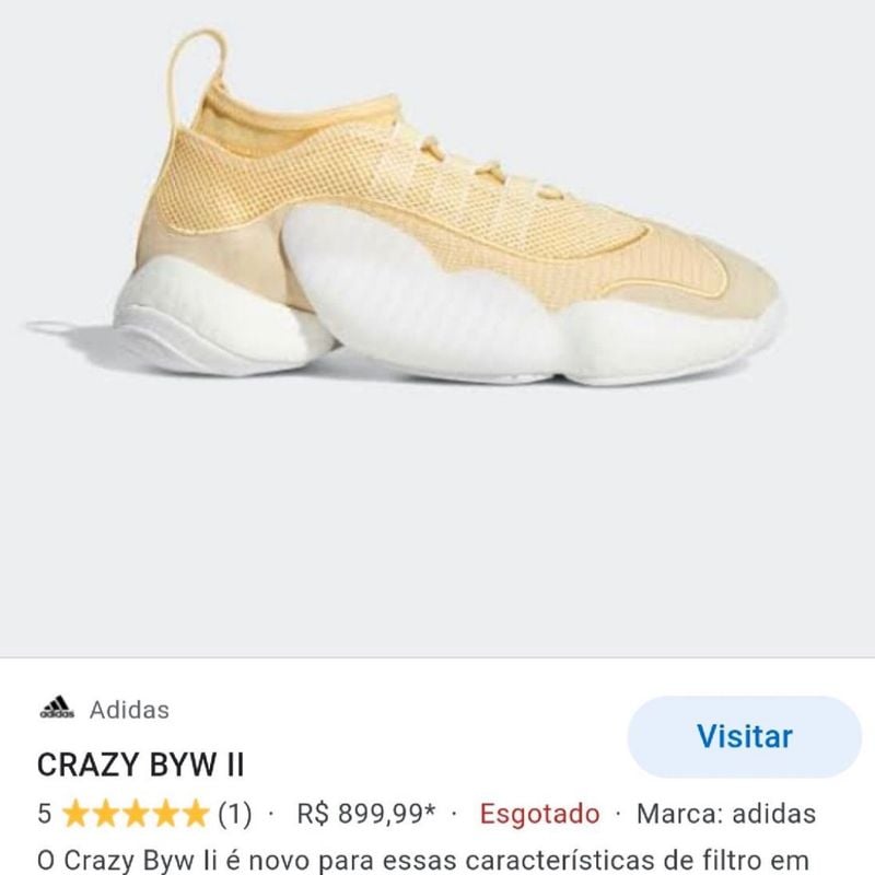 Adidas Crazy Byw Ii T nis Masculino Adidas Nunca Usado 65418976 enjoei