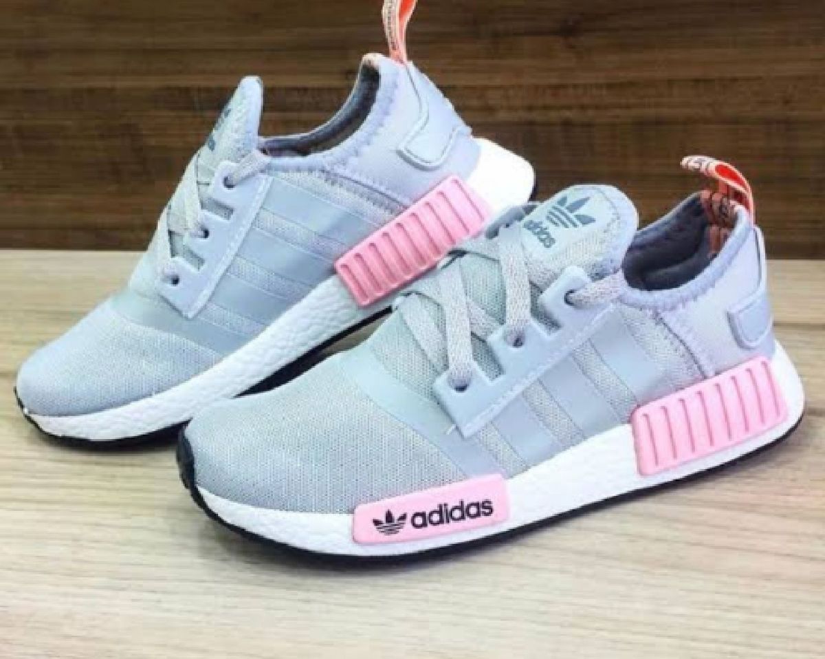 adidas cinza e rosa nmd