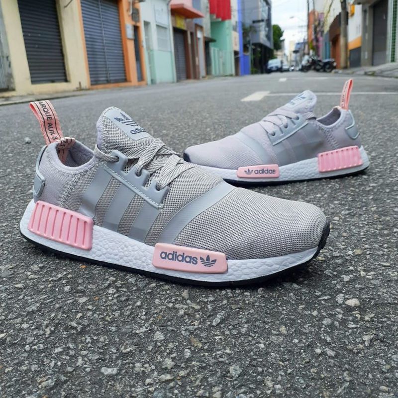 Adidas nmd r1 cinza e rosa best sale