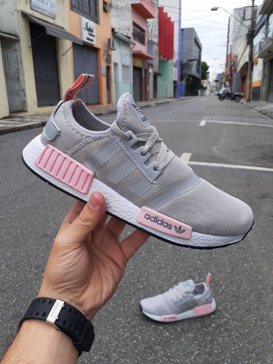 tenis adidas rosa e cinza