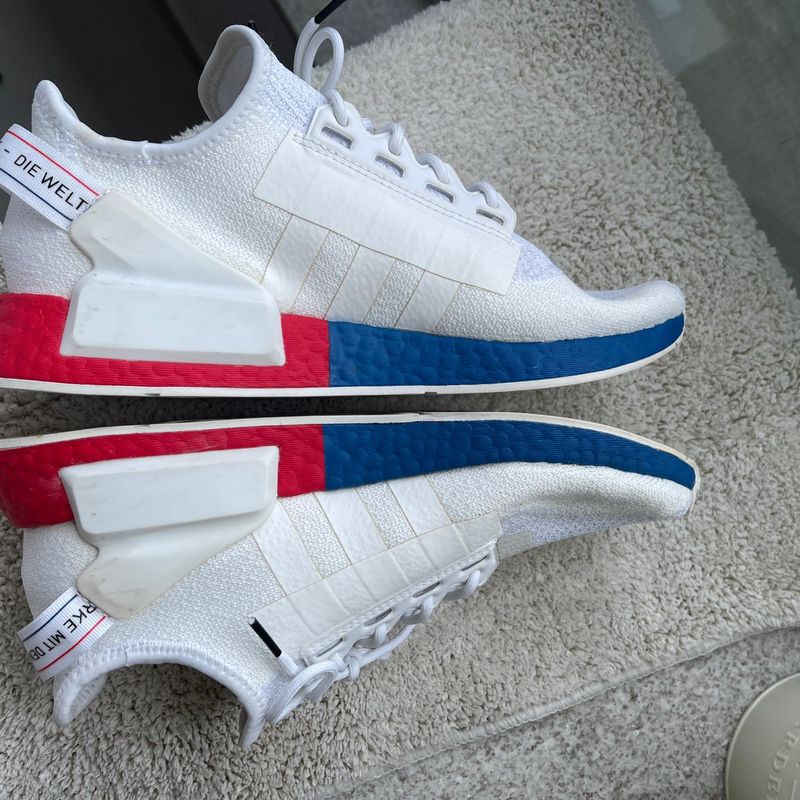 Adidas Nmd R1 V2 Branco Vermelho/azul Tênis Masculino Adidas Usado  111401867 enjoei