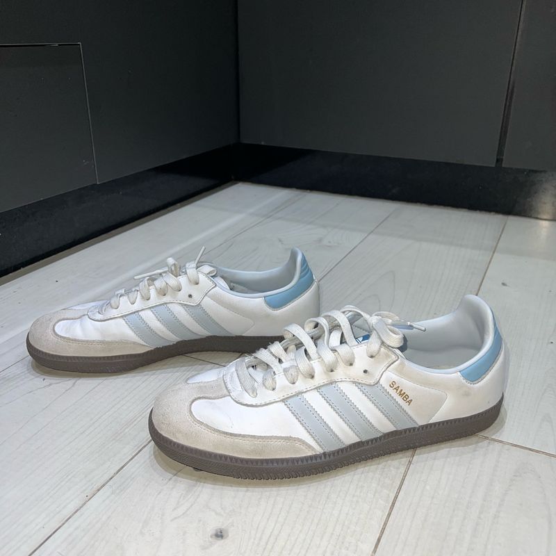 adidas gazelle silver green womens Adidas - Samba LT Sneaker in Semi Blue Burst & Cloud White