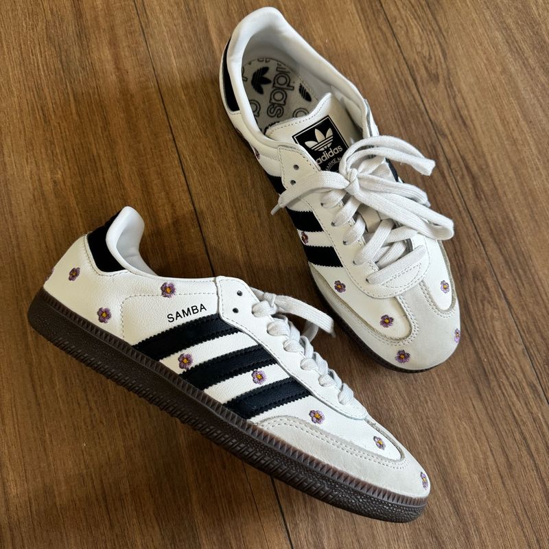 Adidas Samba Og White Floral Embroidery Branco | Adidas Nunca