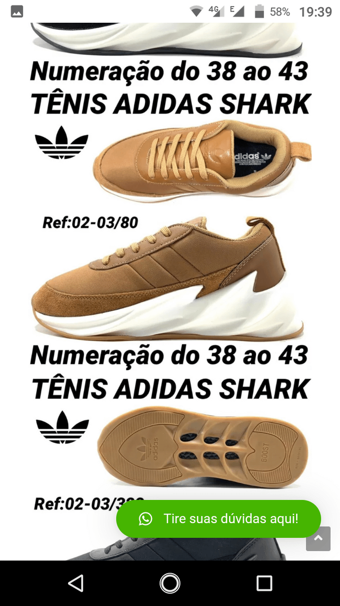 adidas shark preço