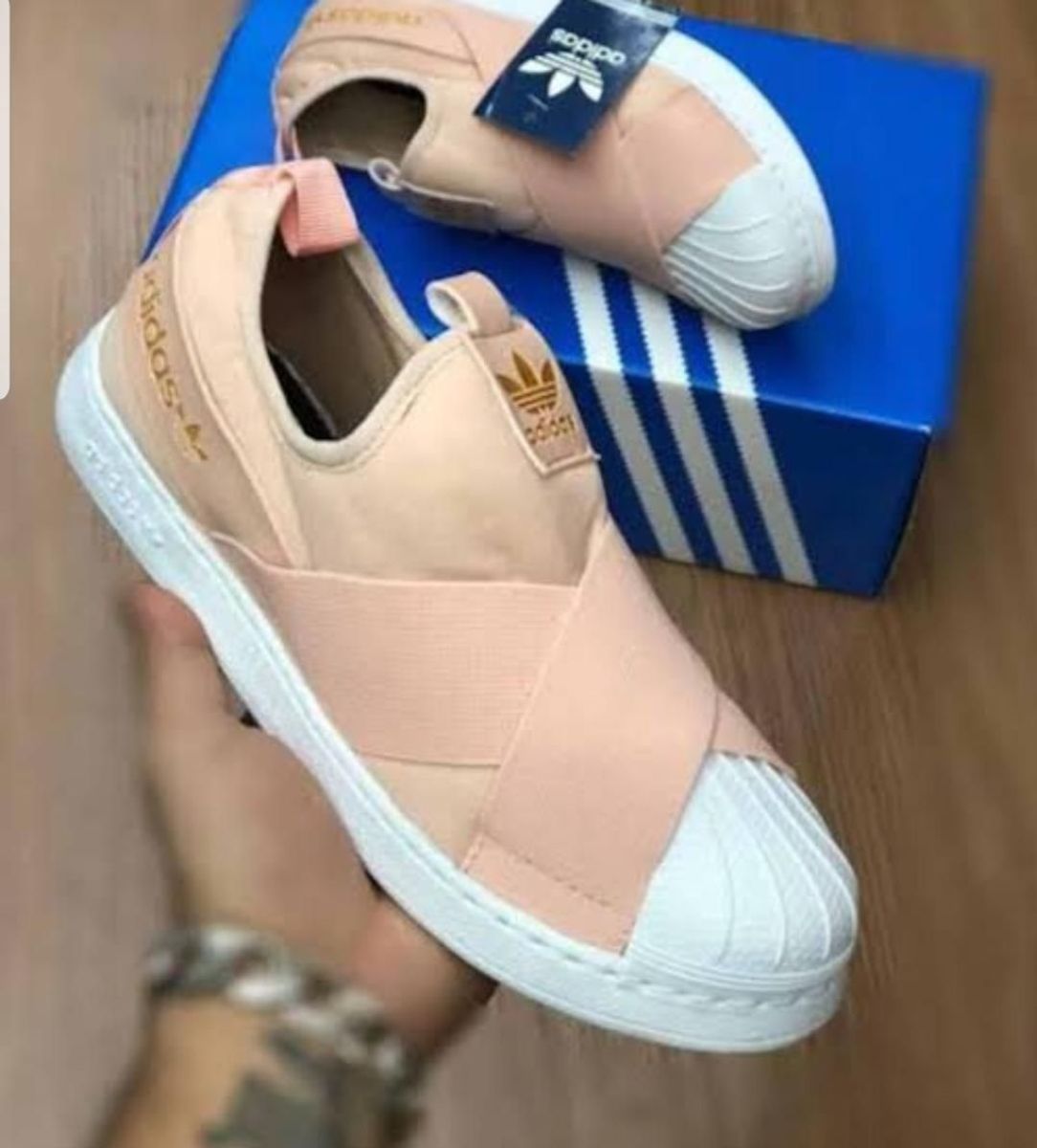 tênis adidas slip on elástico rosa