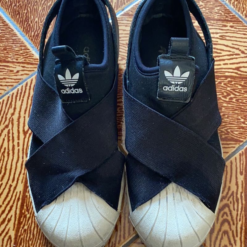Tênis Feminino Adidas Superstar Elastico Preto Adidas Slip On