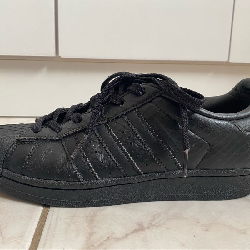 Adidas Superstar All Black Texturizado T nis Feminino Adidas Usado 80509520 enjoei