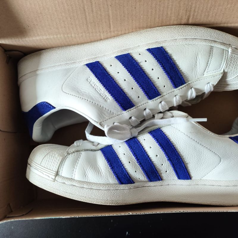 adidas gazelle silver green womens Tênis Adidas Superstar Branco/Azul/Tribal – NewSkull main image 0