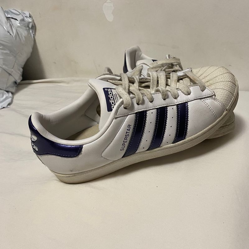 Adidas Superstar Branco e Azul 39 | Tnis Feminino Adidas Usado 91716653 |  enjoei