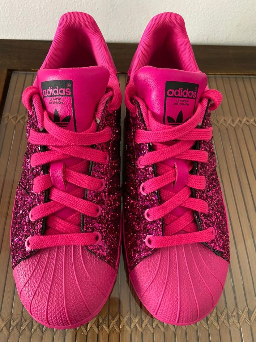 fusión Melancolía Circulo Adidas Superstar Pink Glitter Rosa | Tênis Feminino Adidas Nunca Usado  40200974 | enjoei