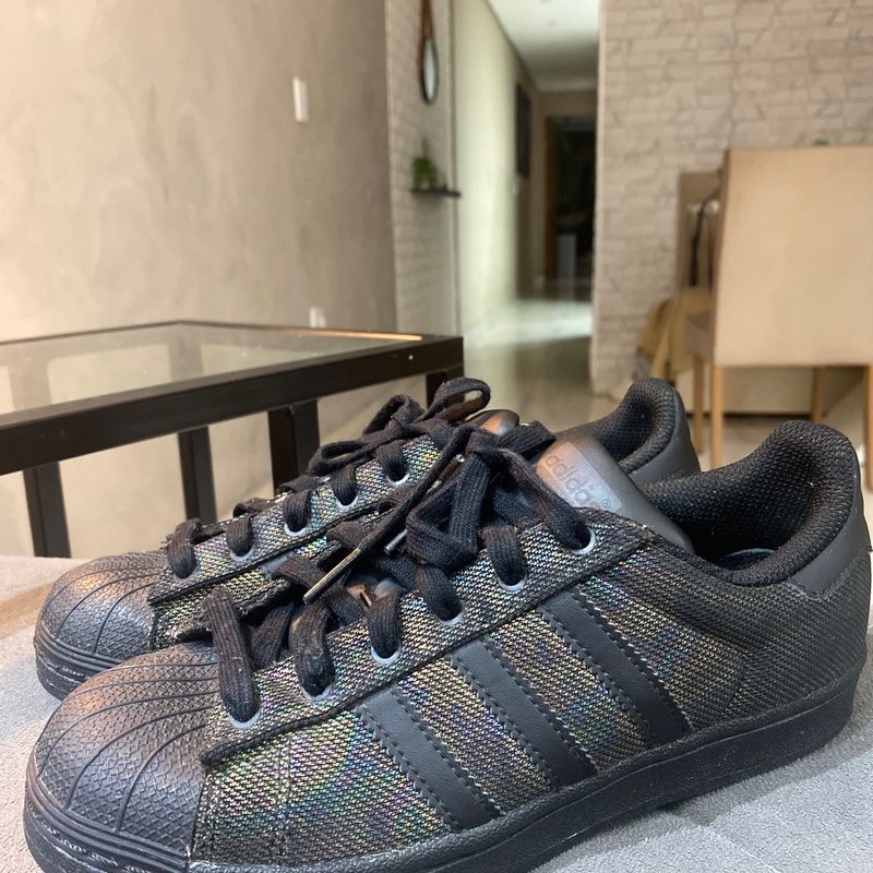 Adidas Superstar Preto Holográfico Tênis Feminino Adidas Usado
