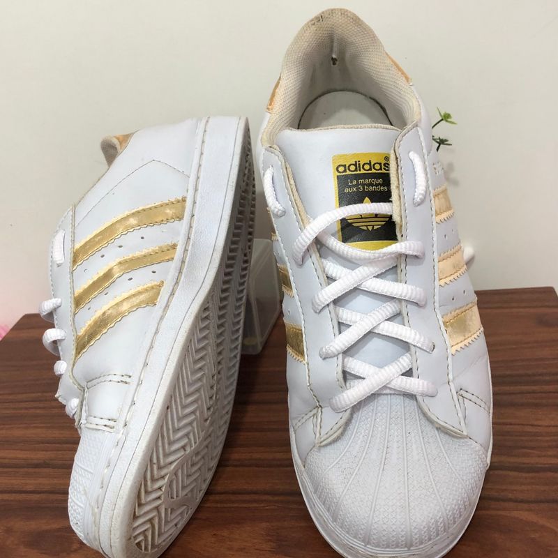 Adidas superstar 2025 branco e dourado