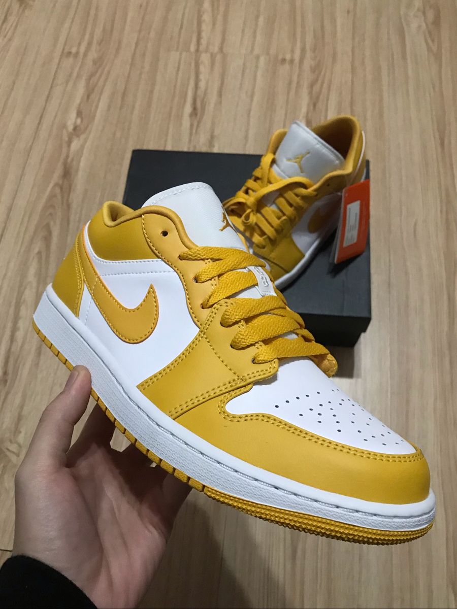 Air Jordan 1 Low Mustard Yellow Tênis Masculino Nike Nunca Usado