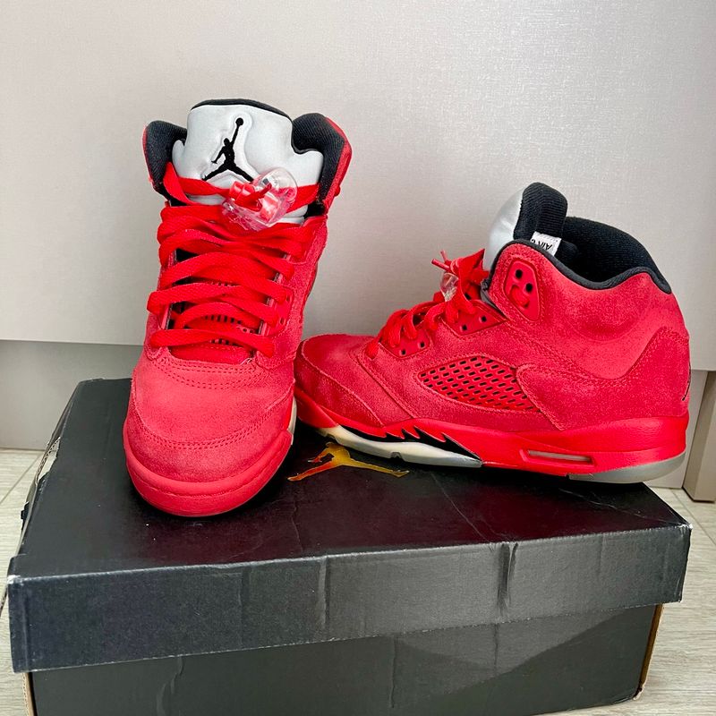 Air Jordan 5 Retrô Vermelho Tecido Suede 35 | Nike Jordan Usado