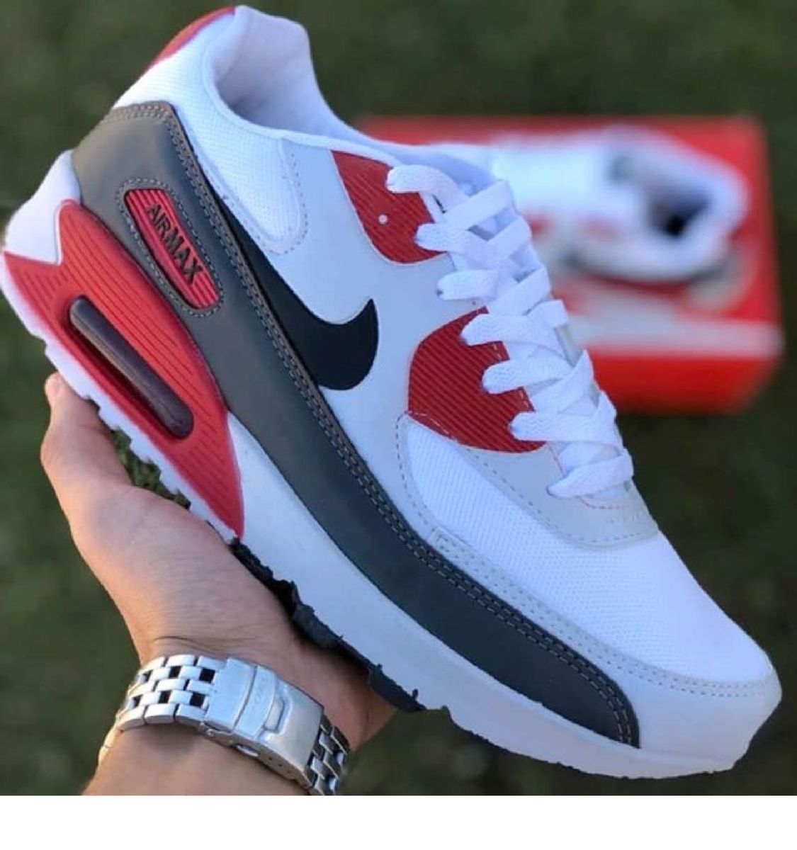 air max 90 branco com vermelho