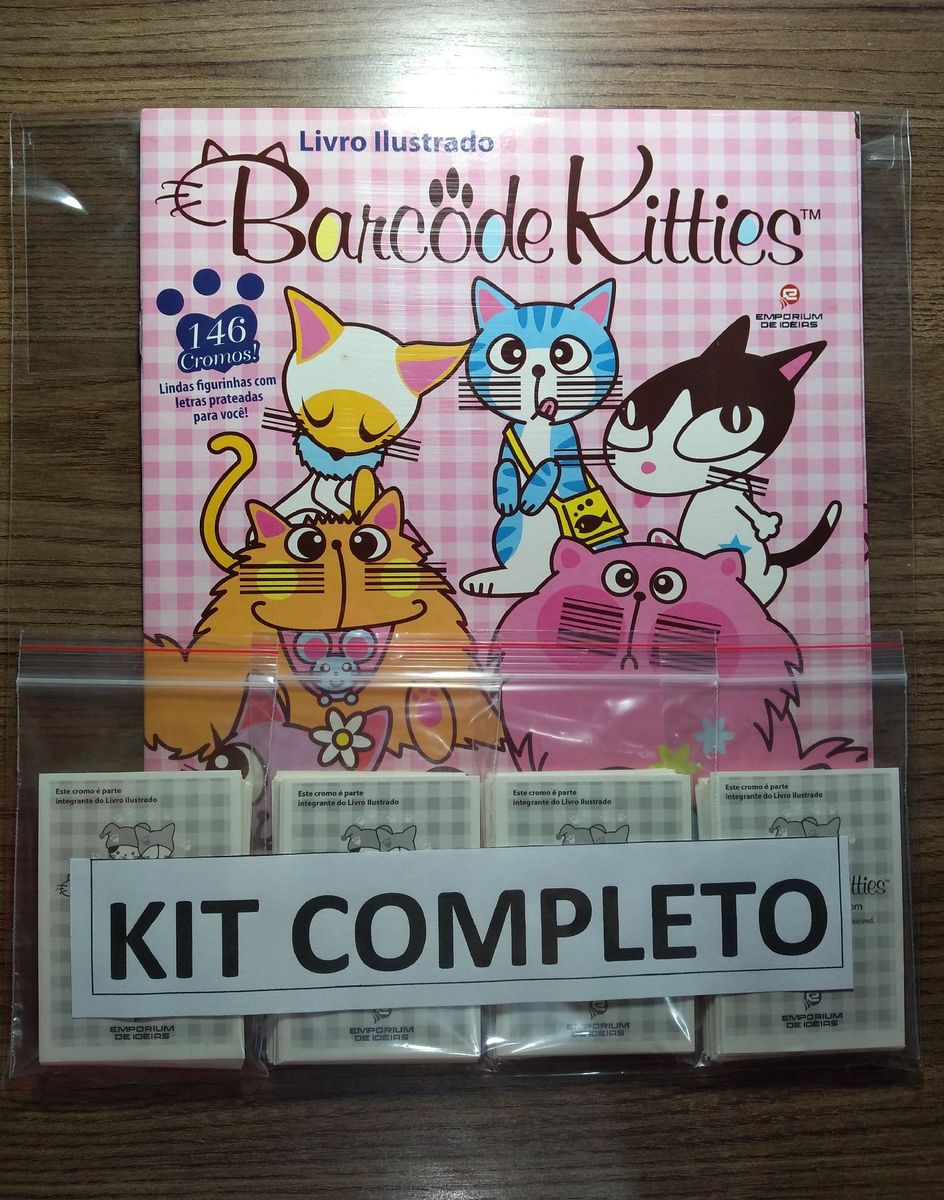 Álbum de Figurinhas Barcode Kitties Completo e para Colar Brinquedo