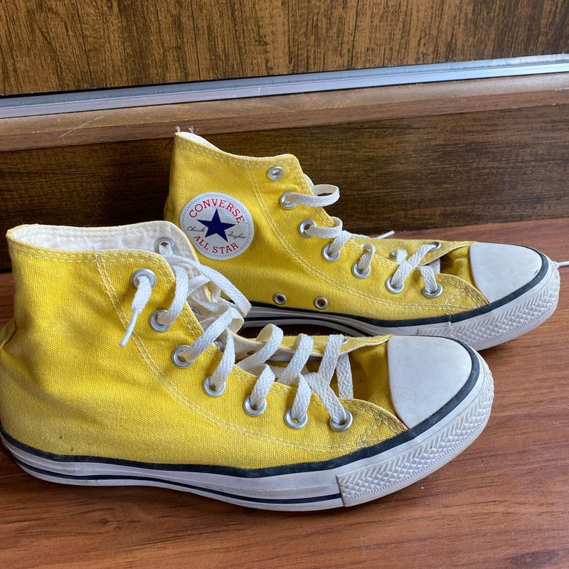 All star amarelo 2024 cano alto feminino