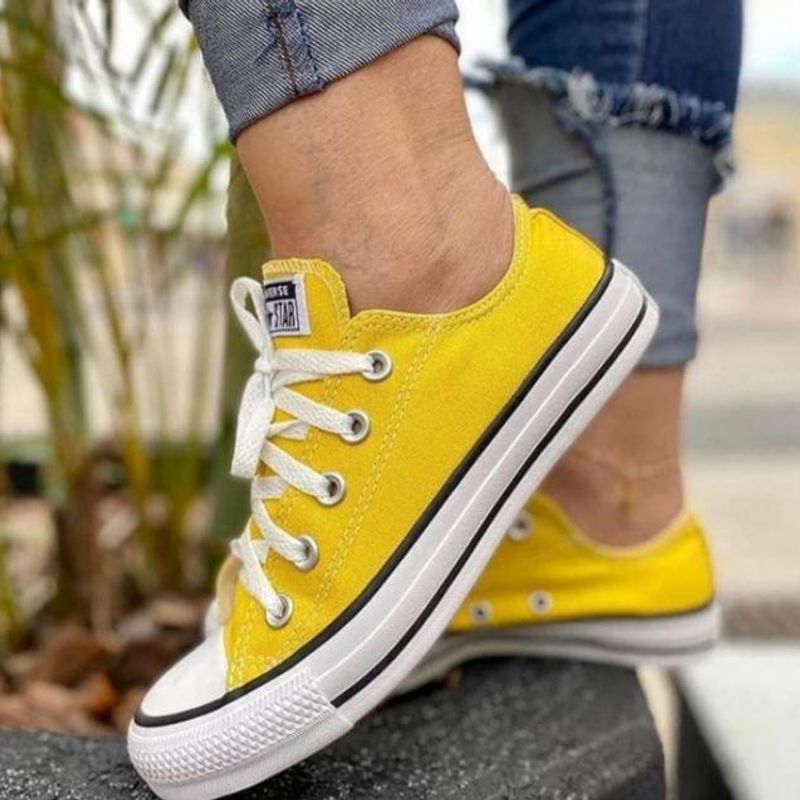 All star cano baixo sales amarelo