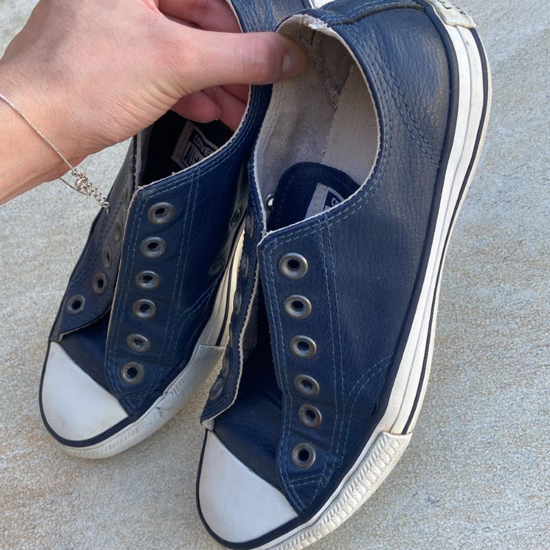 All Star Azul Marinho de Couro Tênis Feminino All Star Usado 84526773  enjoei