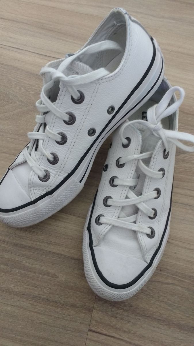 all star branco de couro tamanho 33