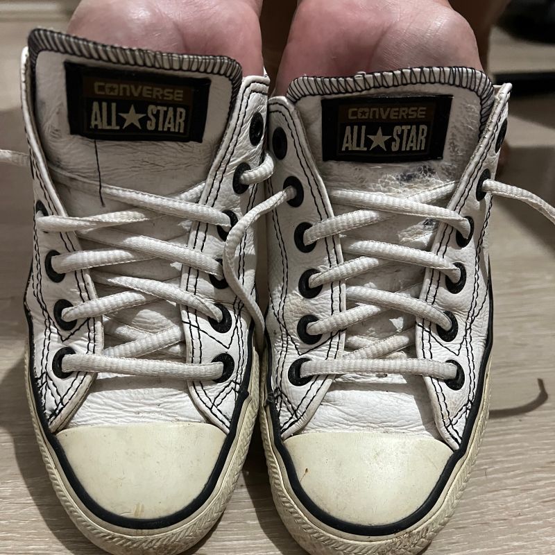 All star best sale branco couro 35