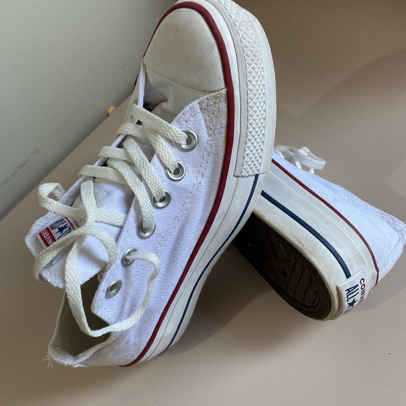 All star hot sale de salto branco