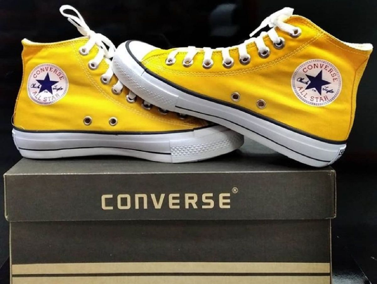 all star de cano alto amarelo